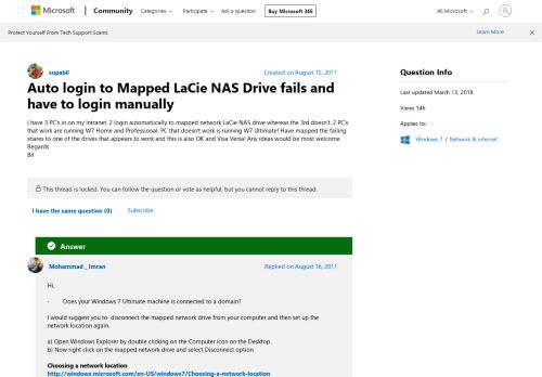 
                            12. Auto login to Mapped LaCie NAS Drive fails and have to login ...