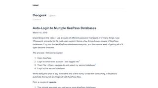 
                            13. Auto-Login to Multiple KeePass Databases - Listed - Standard Notes