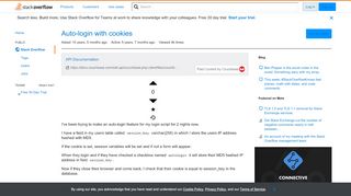 
                            13. Auto-login with cookies - Stack Overflow