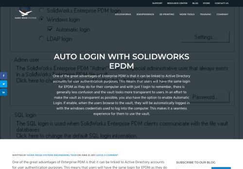 
                            5. Auto Login with SolidWorks EPDM - Hawk Ridge Systems