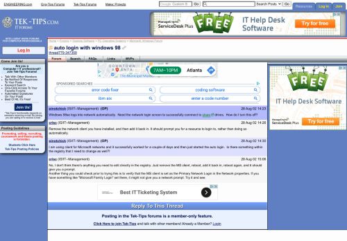 
                            11. auto login with windows 98 - Microsoft: Windows 95/98 - Tek-Tips