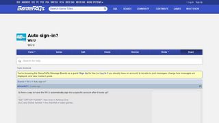 
                            2. Auto sign-in? - Wii U Message Board for Wii U - GameFAQs