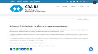 
                            10. Autoatendimento: Mais de 3800 acessos em uma semana – CRA-RJ ...