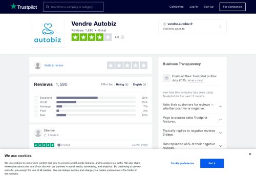 
                            6. autobiz Reviews | Read Customer Service Reviews of vendre.autobiz.fr