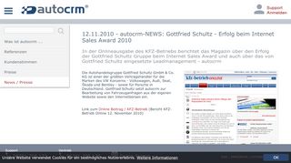 
                            9. autocrm-NEWS: Gottfried Schultz - Erfolg beim Internet Sales Award ...