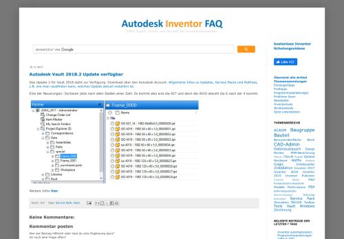 
                            4. Autodesk Inventor FAQ: Autodesk Vault 2018.2 Update verfügbar