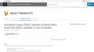 
                            1. Autodesk Vault 2018.2 Update (Client) fails: AutoCAD 2018.1 update ...