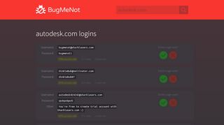 
                            1. autodesk.com passwords - BugMeNot