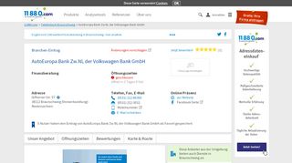 
                            6. ▷ AutoEuropa Bank Zw.NL der Volkswagen Bank GmbH | Tel. (0531 ...