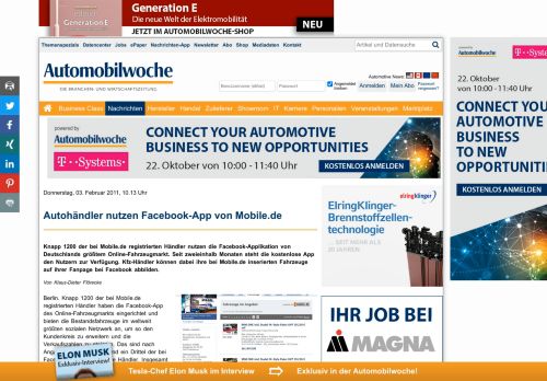 
                            6. Autohändler nutzen Facebook-App von Mobile.de - | Automobilwoche