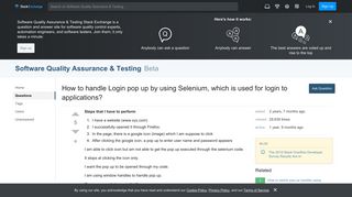 
                            6. automated testing - How to handle Login pop up by using Selenium ...