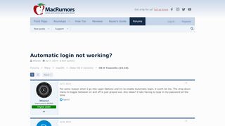 
                            13. Automatic login not working? | MacRumors Forums