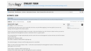 
                            4. Automatic login - Synology Forum