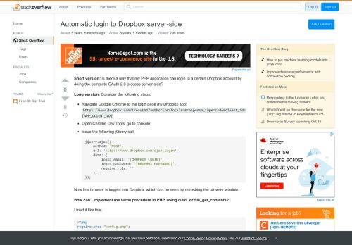 
                            4. Automatic login to Dropbox server-side - Stack Overflow