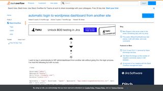 
                            1. automatic login to wordpress dashboard from another site - Stack ...