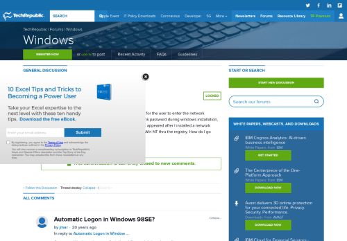 
                            1. Automatic Logon in Windows 98SE? - TechRepublic