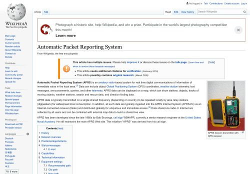 
                            12. Automatic Packet Reporting System - Wikipedia