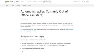 
                            6. Automatic replies (formerly Out of Office assistant) - Outlook