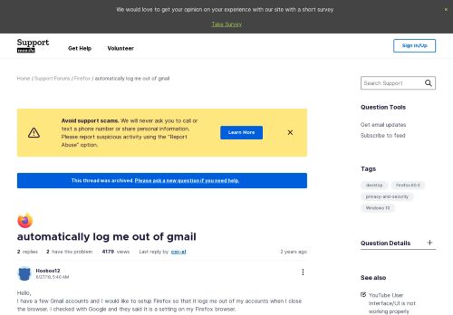 
                            8. automatically log me out of gmail | Firefox Support Forum | Mozilla ...