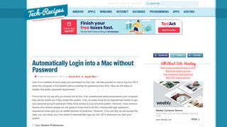 
                            6. Automatically Login into a Mac without Password - Tech-Recipes