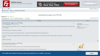 
                            3. Automatically Logon to an FTP Site - FileZilla Forums