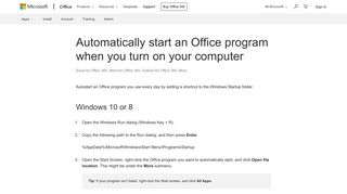 
                            8. Automatically start an Office program when you turn on your computer ...