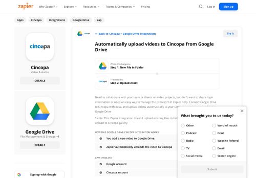 
                            9. Automatically upload videos to Cincopa from Google Drive | Zapier