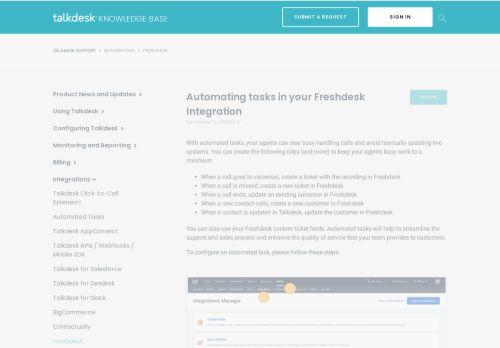 
                            11. Automating tasks in your Freshdesk Integration – Talkdesk Support