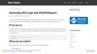 
                            8. Automating Web Login with HttpWebRequest - Steve Fenton