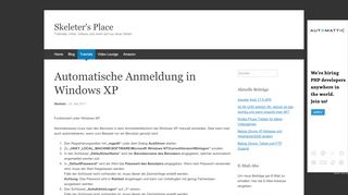 
                            8. Automatische Anmeldung in Windows XP | Skeleter's Place