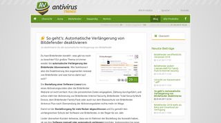 
                            12. Automatische Verlängerung von Bitdefender ... - antivirus TRENDS