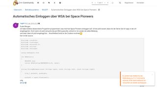 
                            11. Automatisches Einloggen über WSA bei Space Pioneers | C++ Community