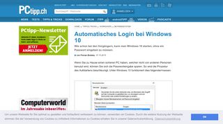 
                            5. Automatisches Login bei Windows 10 - PCtipp.ch