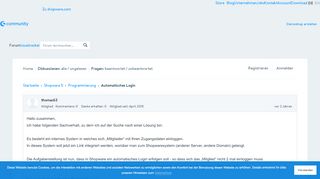 
                            4. Automatisches Login - Shopware Community Forum