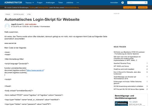 
                            2. Automatisches Login Skript für Webseite - Administrator