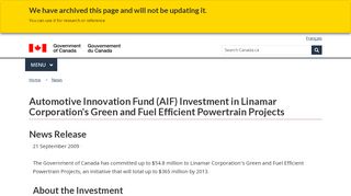 
                            10. Automotive Innovation Fund (AIF) Investment in Linamar Corporation's ...