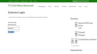 
                            11. Autoren Login – TC Grün Weiss Stommeln