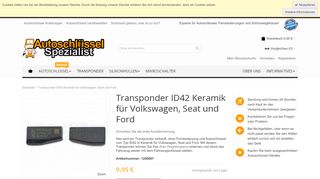 
                            9. Autoschlüssel | Transponder ID42 Wegfahrsperre für Volkswagen ...