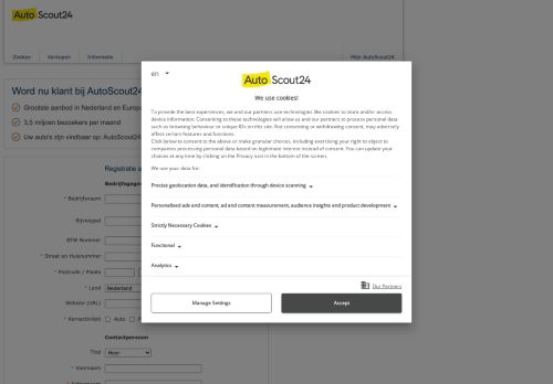 
                            4. AutoScout24 - Registratie autobedrijf