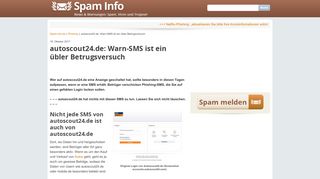 
                            12. autoscout24.de: Warn-SMS ist ein übler Betrugsversuch - Anti-Spam Info