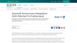 
                            11. Autosoft Announces Integration With Mitchell 1's ProDemand