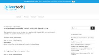 
                            3. Autostart bei Windows 10 und Windows Server 2016 – [silvertech]