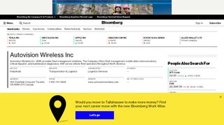 
                            1. AutoVision Wireless Inc.: Private Company Information - Bloomberg