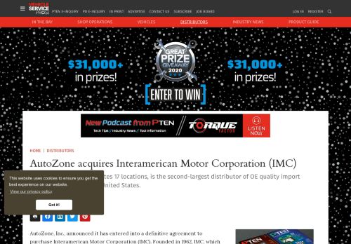 
                            11. AutoZone acquires Interamerican Motor Corporation (IMC)