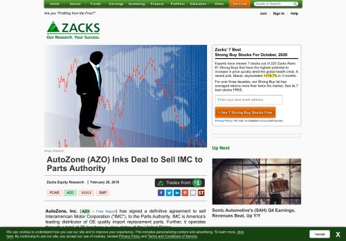 
                            13. AutoZone (AZO) Inks Deal to Sell IMC to Parts Authority - February 28 ...