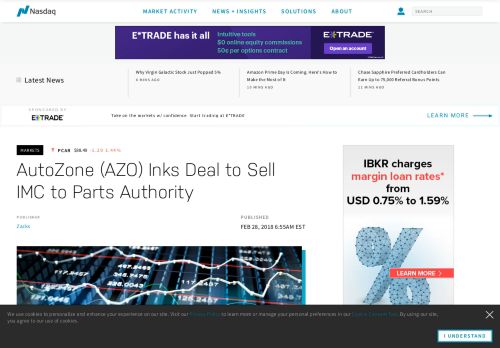
                            9. AutoZone (AZO) Inks Deal to Sell IMC to Parts Authority - Nasdaq.com