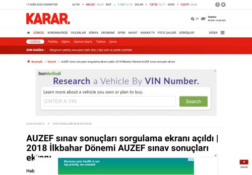 
                            2. AUZEF sınav sonuçları sorgulama ekranı açıldı | 2018 İlbahar ...