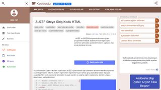 
                            7. AUZEF Siteye Giriş Kodu HTML | Koddostu - Sitene Ekle Kodları