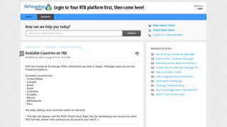 
                            13. Available Countries on FBX : Login to Your RTB platform first, then ...
