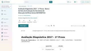 
                            8. Avaliação Diagnóstica 2017 - 1ª Prova - Banco de Itens de Avaliação ...